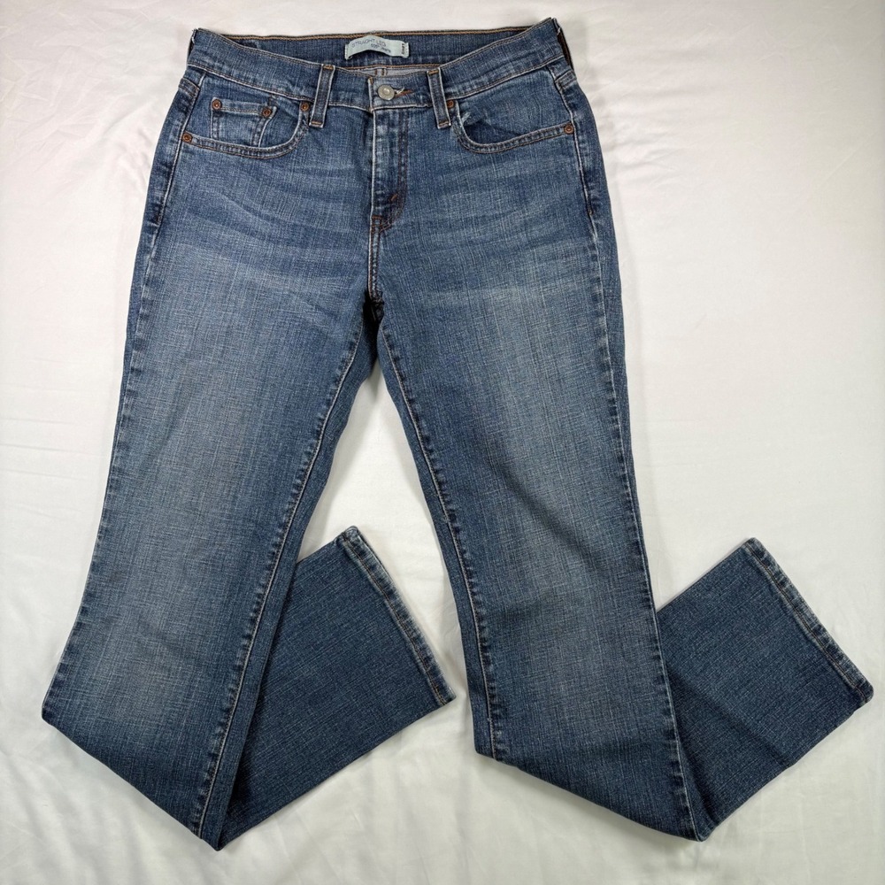 Levis 505 Straight‎ Leg Jeans Womens 4M Medium Wash Blue Denim Stretch Casual
